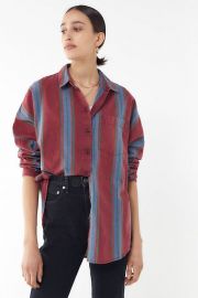 Striped Twill Button-Down Shirt at Urban Outfitters